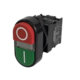 Сдвоенная кнопка Пуск-Стоп c подсветкой 1NO, 1NС 220V АС/DC