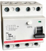 Выключатель Защиты от Утечки Тока FK4 4P 25A 30mA (УЗО)